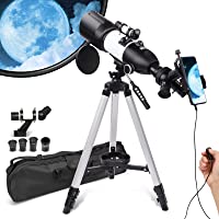 Telescopio para adultos y niños principiantes- 3 oculares giratorios- apertura de 80 mm- telescopio refractor…